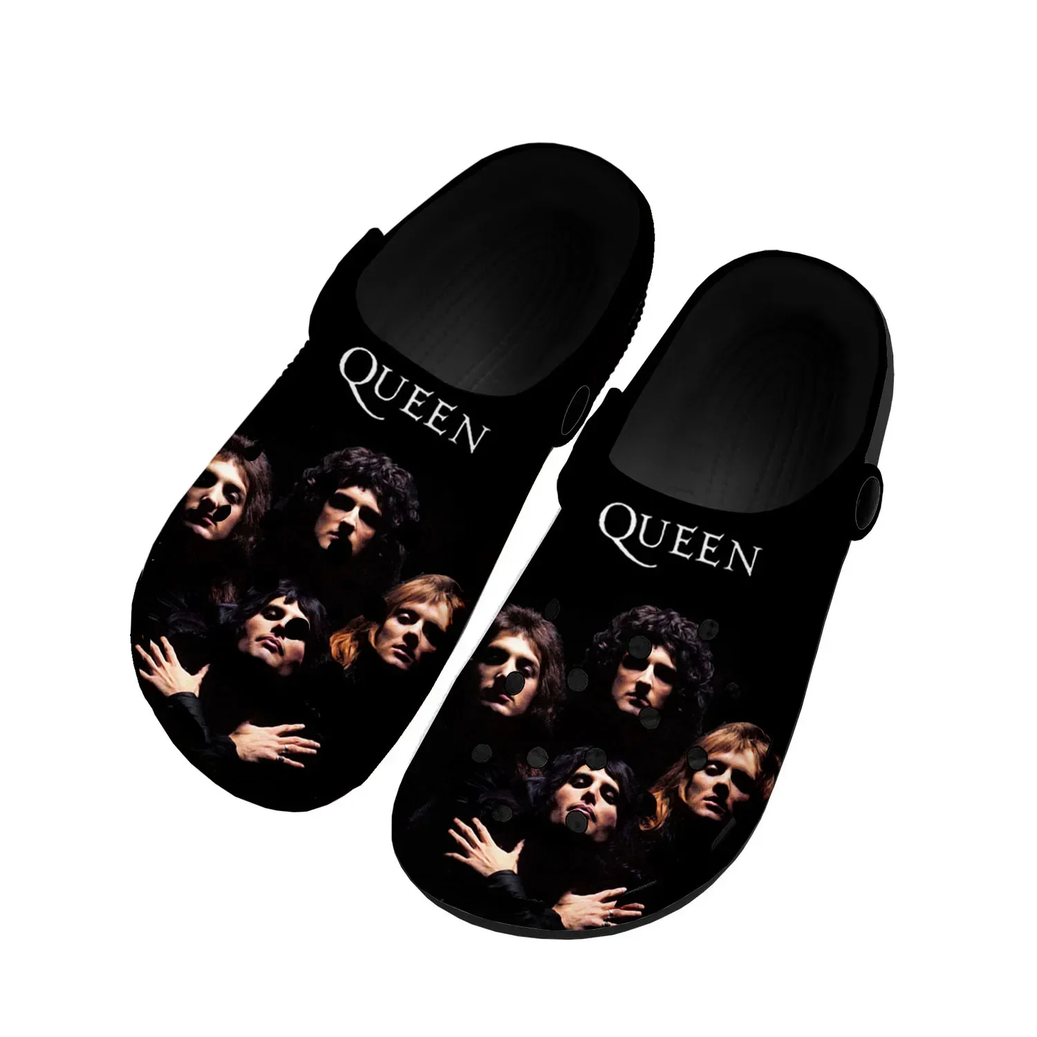 Queen Rock Band Fashion Home Clogs Custom Water Shoes Mens Womens Teenager Shoe Garden Clog Breathable Beach Hole Slippers Black