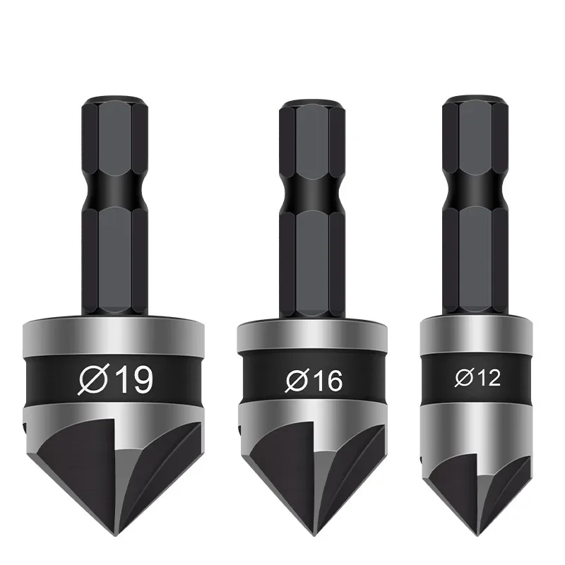 Countersink Drill Bit 3Pcs,Chamfer 90°,Suitable for Wood/Plastic/Aluminum Alloy,Woodworking Tools Countersink