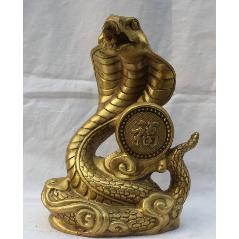 Chinese Feng shui Fu Brass Statue, Wealth, Year of the Zodiac, Snakeye, house decoration, Metal Crafts image 2