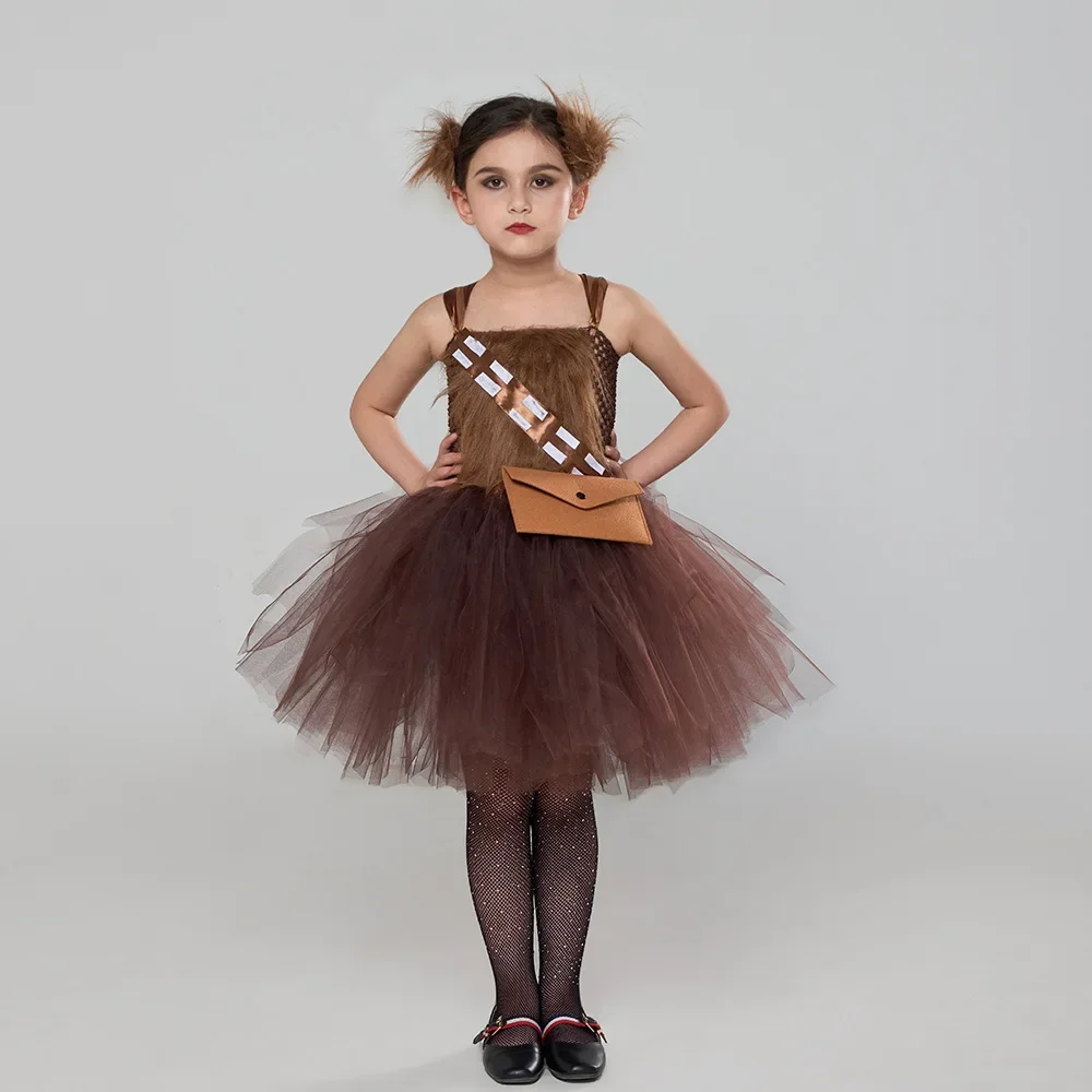 SW-vestido de Cosplay de Chewbacca para niños, disfraz de Wooki, conjunto de vestido de fiesta de Halloween para actuación de Festival para niñas