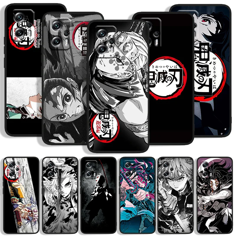 

Demon Slayer Animation Phone Case For Xiaomi POCO F4 F3 X4 X3 GT F2 F1 M4 M3 C31 X2 Civi Pro NFC Funda Black Silicone Cover