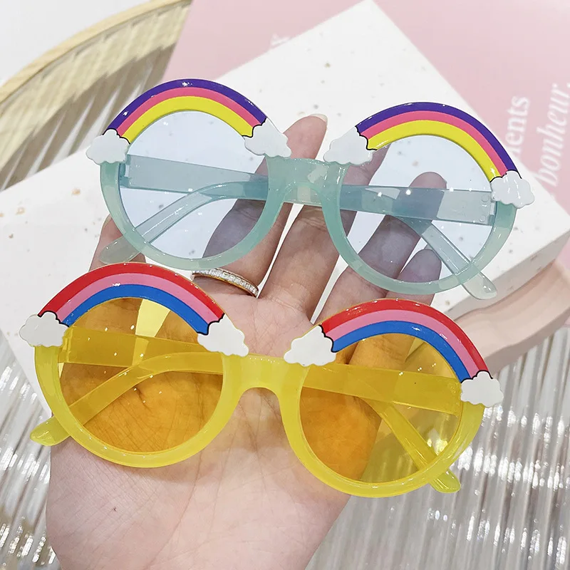 New Children Small Frame Circle Sunglasses Girl Decoration Rainbow Fashion Sun Glasses Cute Baby Outdoor Sunshade Eyewear UV400