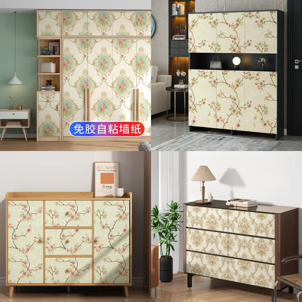 

3D Self Adhesive Cabinet Door Sticker Vintage Retro American Style Furniture Wardrobe Shoe Cabinet Glass Refurbishment Color Cha