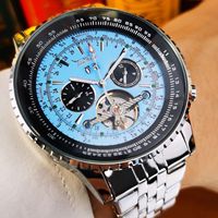 JARAGAR Sports Multifunctional Mechanical Watches Calendar Tourbillon Skeleton Automatic Watch for Men Stainless Steel Strap New