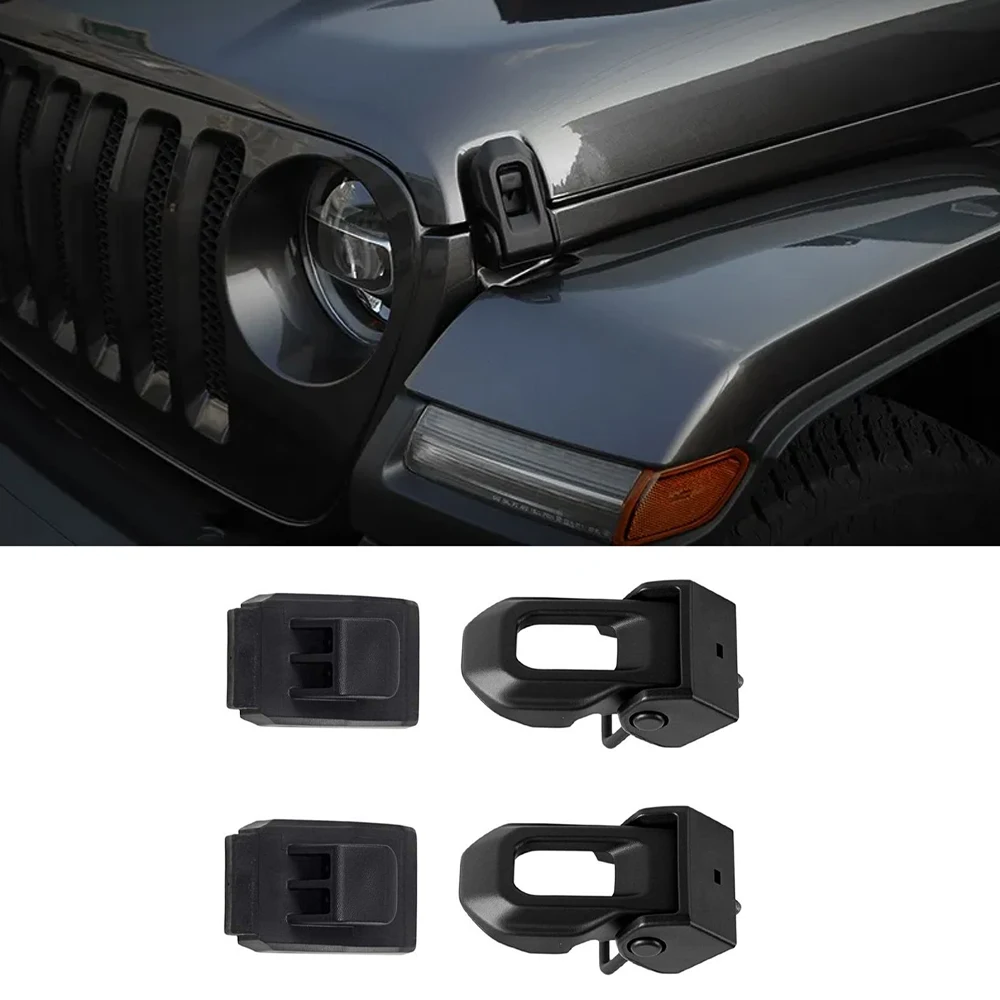 2pcs Car Locking Hood Catch Latches with Accessories Fit for Jeep Wrangler Jk JL 2007-2018 Auto Exterior Accessories