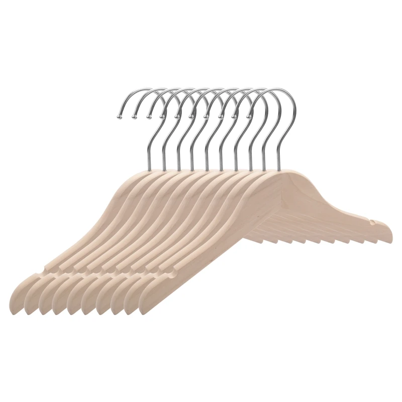 

Wooden Children's/Children's Hangers (10 Pack) Smooth And Durable Wooden Baby/Parenting Hangers-12.5 Inch-Space Saving, 360 ° Ho