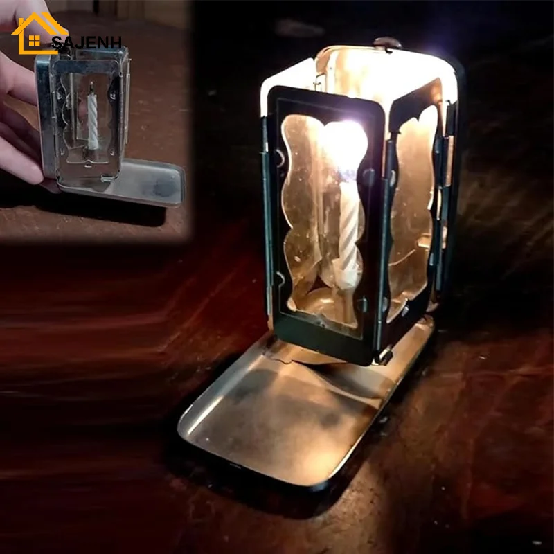 Folding Pocket Candle Lantern For Real Candles Vintage Small Pocket Candle Lantern Portable Decorative Camping Hiking Travel