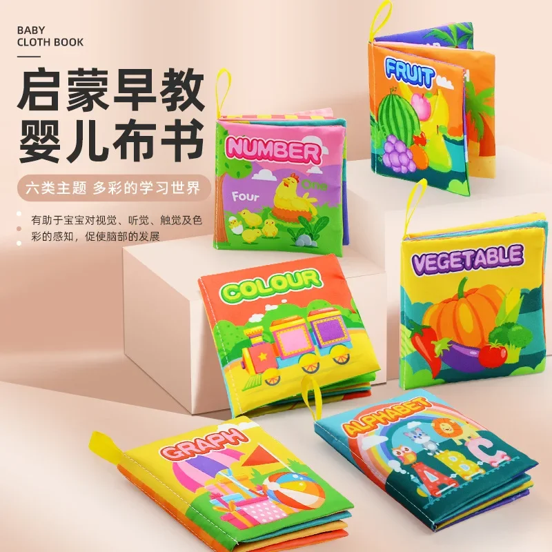 

Baby 3D Cloth Book Early Education Cognitive Toy English Shape Palm Book Opening Mask with Sound Paper Children's Toy