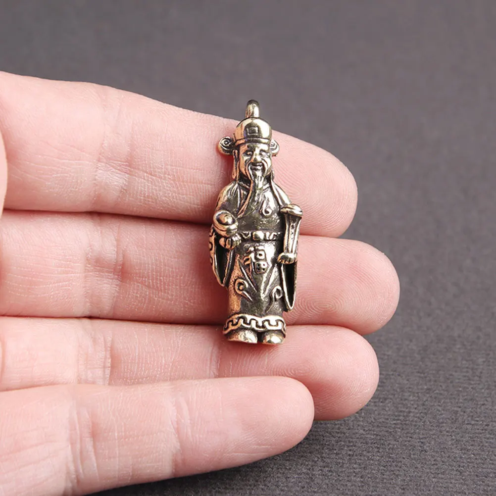 

3pcs God of Wealth Keychain Pendants High Quality Brass Retro Vintage DIY Crafts Jewelry Accessories Bag Decor Home