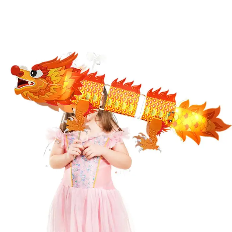 

Chinese Mid-Autumn Lanterns Creative Craft Kit LED Lighted Dragon Dance Lantern Handmade Lantern Toys Handheld Lamp Material For