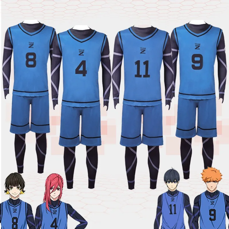 

Anime Blue Lock Cosplay Costume Jersey Football Club Sportswear Isagi Yoichi Hyoma Chigiri Meguru Bachira Jumpsuits Vest Shorts