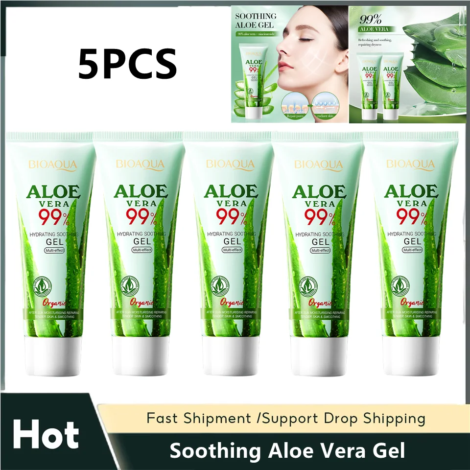 5 قطعة 50 مللي جل الصبار المرطب والمهدئ ترطيب مهدئ البشرة إصلاح عميق الألوة فيرا جل العناية بالبشرة العناية بالوجه