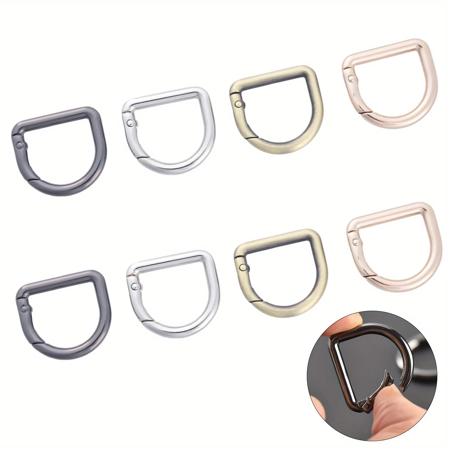 5Pcs D-shaped Spring Ring Connector Clip Clasp Key Hook Suitable for Belts Backpacks Handbags Straps