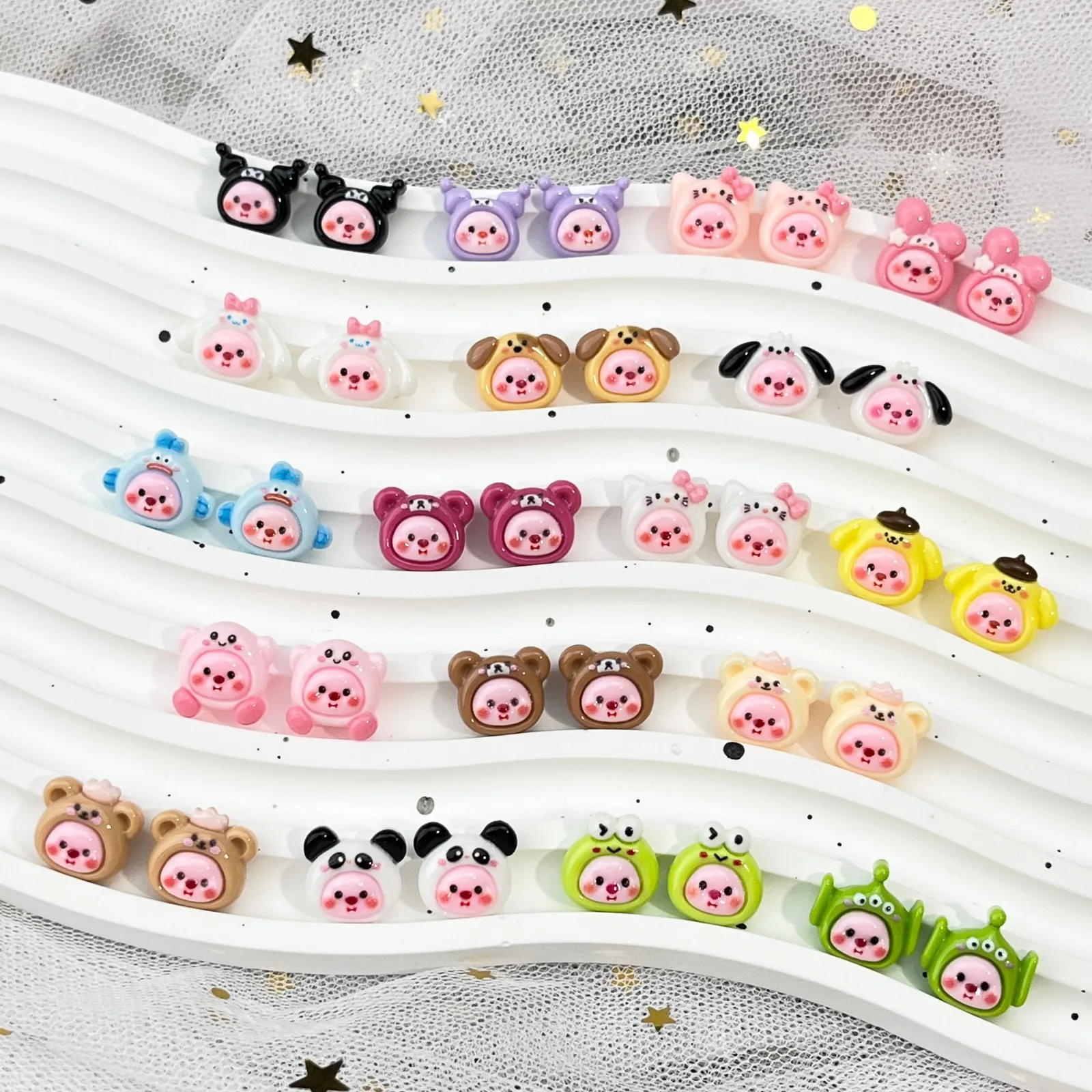 20 Stück Miniso Loopy Cartoon Nagel Charms für DIY Nagelherstellung Kawaii süße Harz Nail Art Dekoration