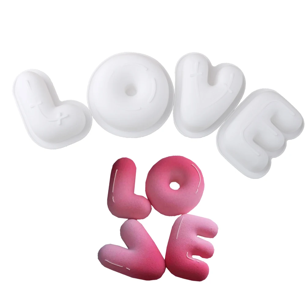 Valentine's Day love Split letter Silicone Mold Valentine's Day love Mousse Cake Mold Chocolate Dessert Baking Mold