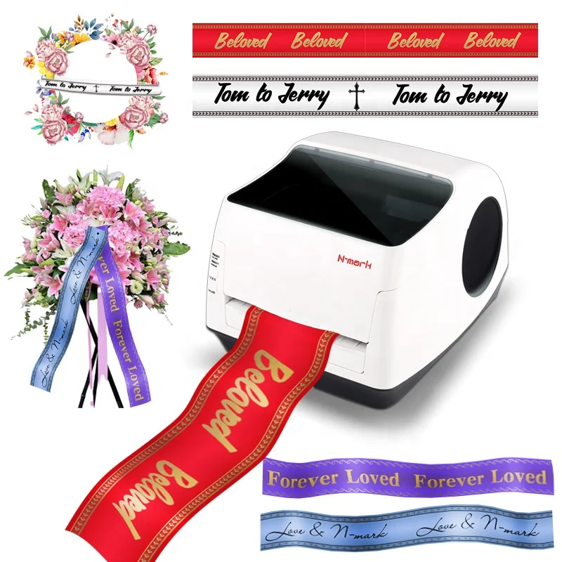 N-mark Digital funeral ribbon foil printer print machinery for funeral ribbon satin ribbon printing machine