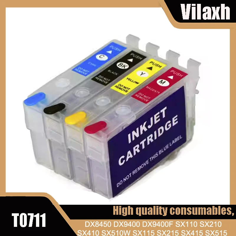 Cartucho de tinta de repuesto T0711 T0712 T0713 T0714 con Chip de arco de reinicio automático para Epson Stylus D78 D92 DX7000F DX5000 DX4050 DX4000