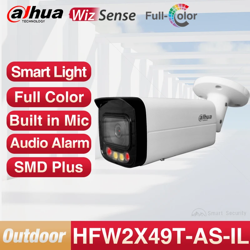 Dahua-cámara WizSense inteligente de 2MP, 4MP y 8MP, luz Dual, visión nocturna CCTV a todo Color, 60m, compatible con micrófono, tarjeta SD, IPC-HFW2849T-AS-IL de alarma