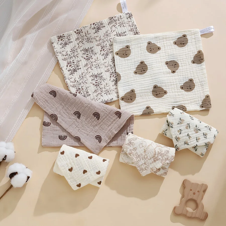 3/5 Pieces of Gauze Square Towels, Soft and Absorbent Gauze Burp Cloths, Cotton Baby Bibs, Handkerchiefs, Comfort Towels, Baby Products