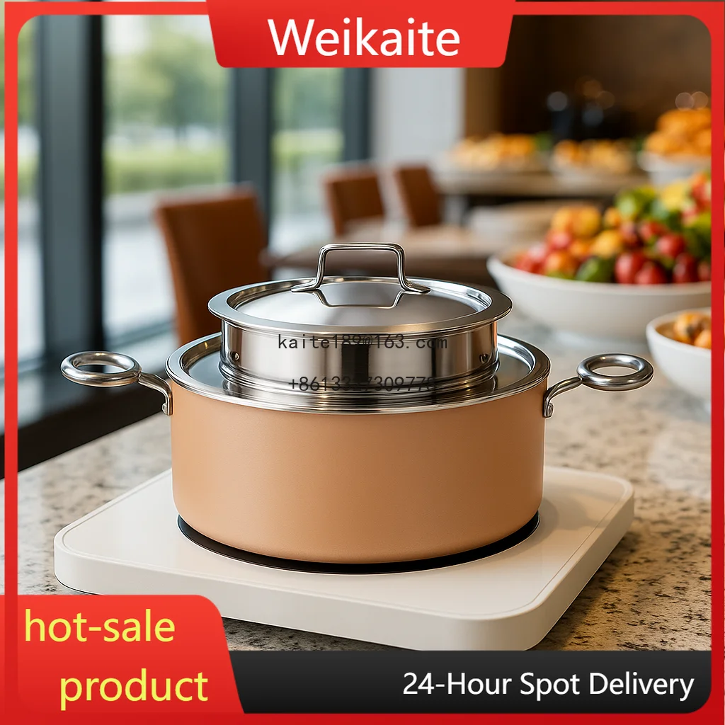 

Buffet Soup Pot.Non-Electric Stainless Steel Soup Tureen,Commercial Catering Liquid Food Warmer,Restaurant Stock Pot,Custom Logo