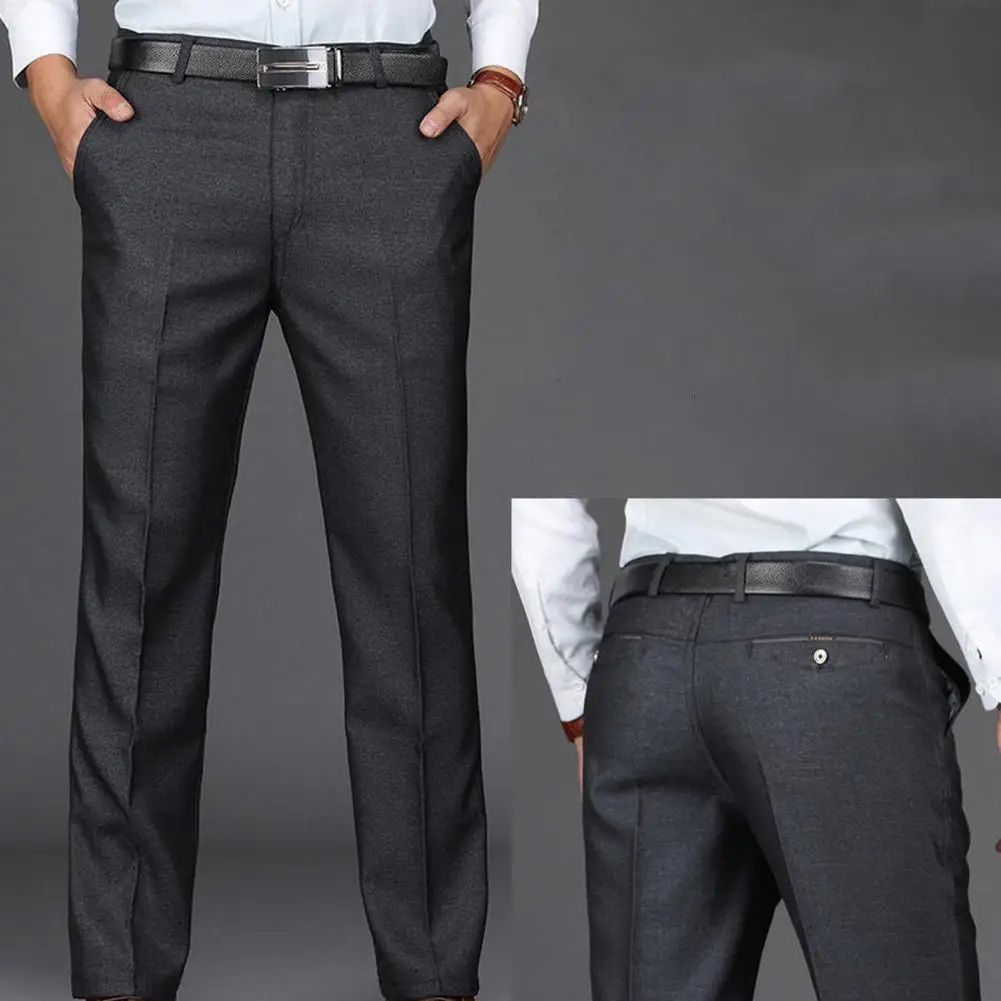 Formal Casual Trousers Ankle Length Work Pants 3D Cutting Full Length Casual Male Straight Leg Pants  Workwear