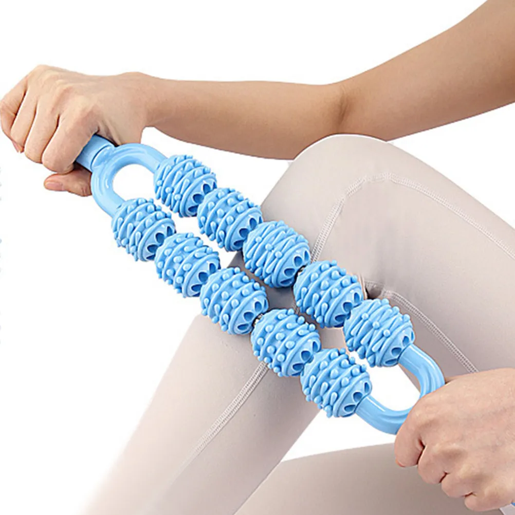 

Набор из 2 массажных роликов (пластик/металл) для точечной терапии, портативный инструмент для восстановления мышц для бегунов, йоги и глубокого массажа тканей