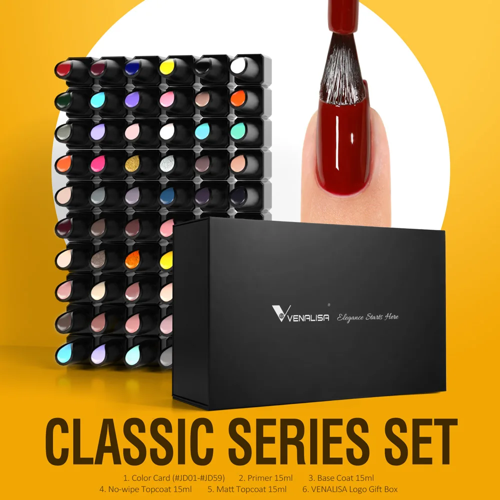 VENALISA 15 مللي طلاء جل الأظافر VIP عدة TPO الحرة هيما الحرة مجموعة كاملة المواد الهلامية العلوية وقاعدة معاطف اللون على أعلى مجموعة طلاء الجل #3