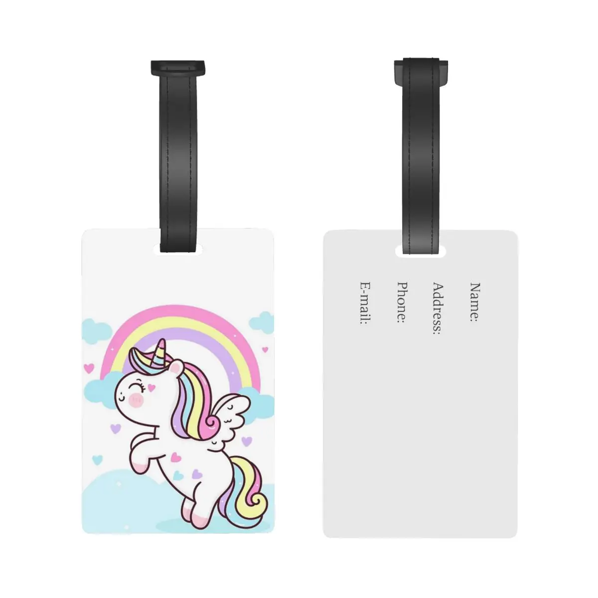 Kleinkind Einhorn Gepäck anhänger Koffer Zubehör Reise PVC niedlichen Gepäck Boarding Tag tragbare Etiketten halter ID Name Adresse