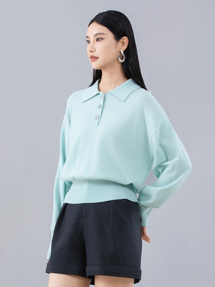 

Slimming Winter Knitted Ne Wool Sweater Waist-Cinched Commute Versatile Long Sve Ele Sle Women's Top