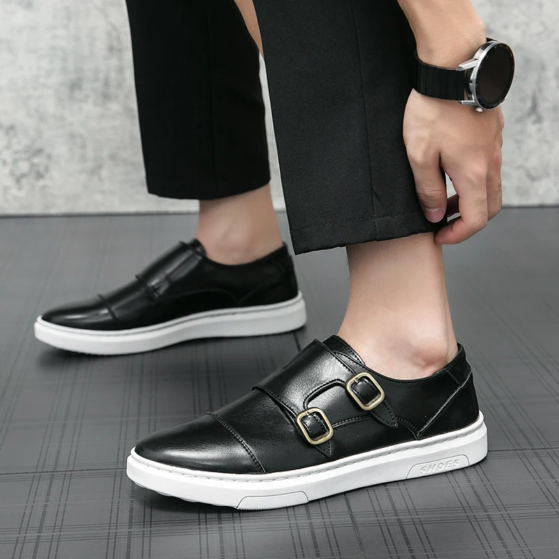 

Men's Spring New Soft Sole Brand Double Button Shoes Driving Casual Soft Leather Shoes Men's Loafers Business Shoes Men Loafers