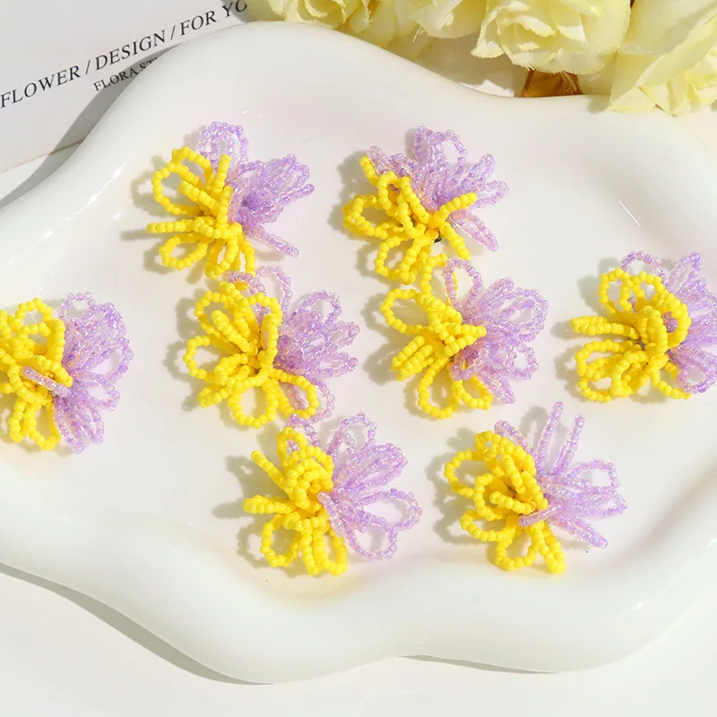 Handwoven Premium Colorful Flower Hair Clip Summer Dopamine DIY Earring Shoe Charm for Women Daily Wear Vacation