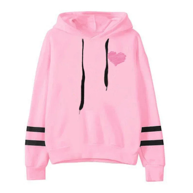 2025 New Arrival Women's Hoodie Cute Heart Print Hooded Long Sleeved Sweatshirt Autumn Winter Daily Casual Fashion Warm Pullover