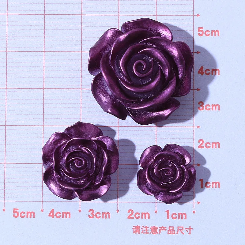 Vintage Rose Flower Resin Flat Back Cabochons For Hairpin Scrapbooking DIY Jewelry Craft Glossy Camellia Decoration Accessories