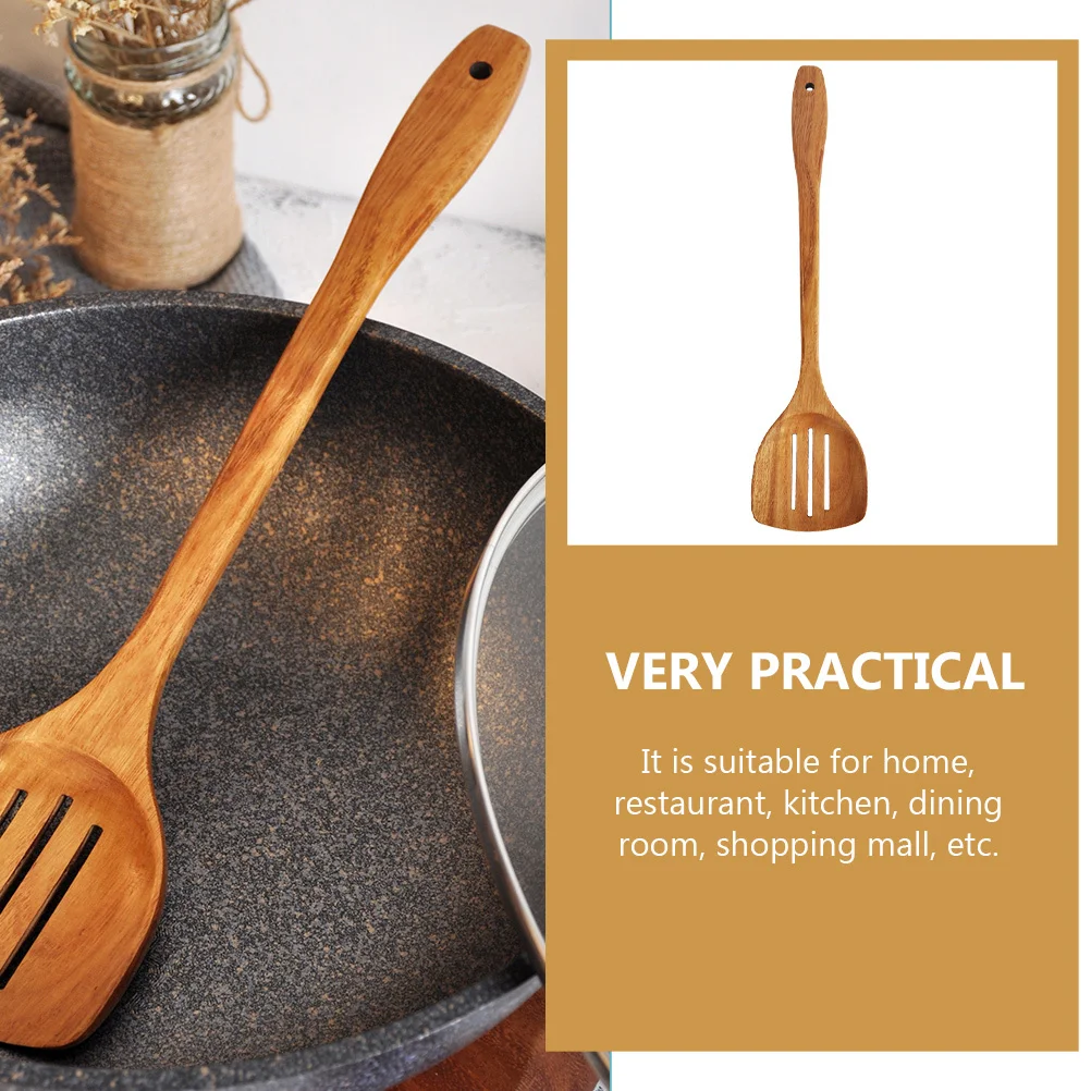 Wooden Turner Nonstick Wooden Spatula Slotted Home Kitchen Cooking Utensil Long Service Life Easy Clean Exquisite Craftsmanship