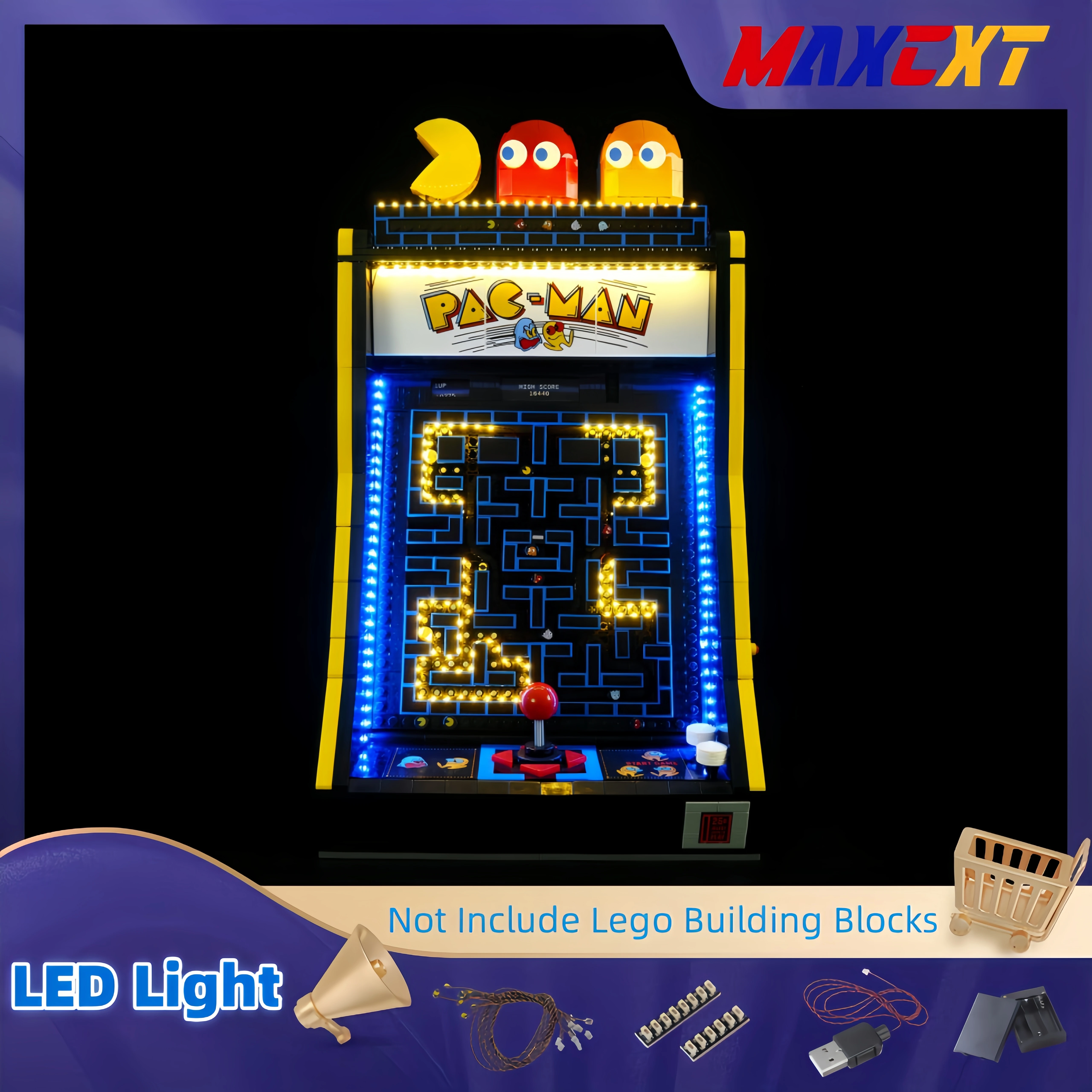 MAXCXT LED Light for LEGO-10323 Arcade model DIY Decorative Lamp with Battery Box (Not Include Lego Building Blocks Set)