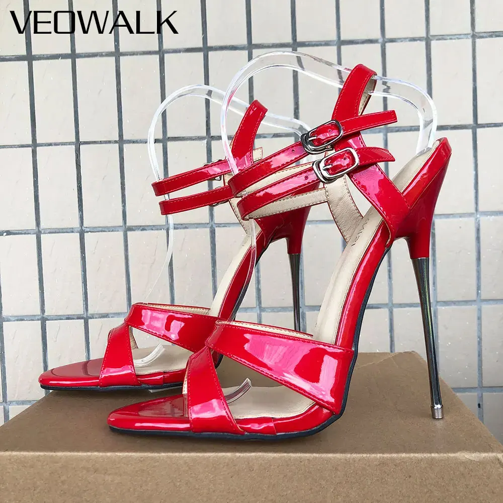 

16cm Extreme Metal High Heel Women Ankle Strap Stiletto Sandals Cosplay Show Party Cross Dresser Drag Queen Gay Unisex Shoes