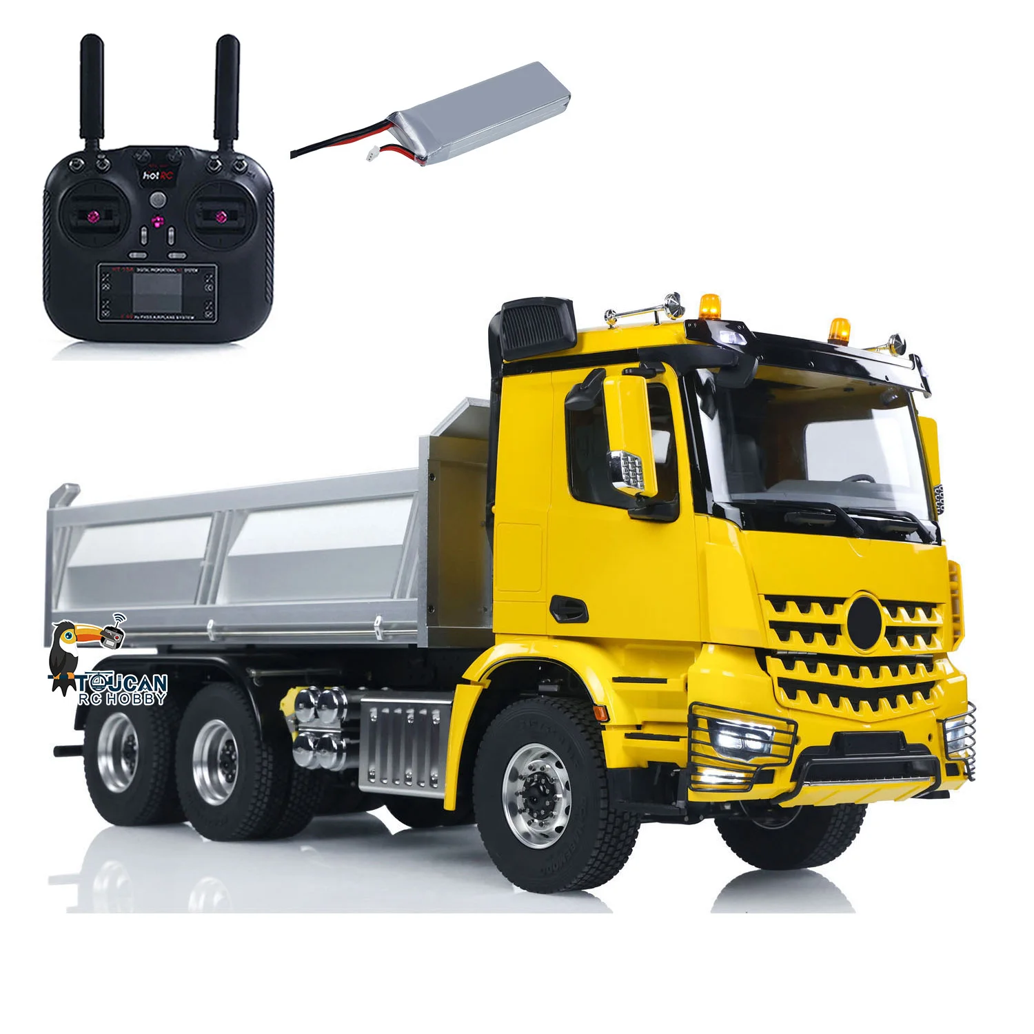 Toys 1/14 Hydraulic RC Dumper Truck 3348 6x6 Metal Chassis 2 Speed Sound Light DIY Cabin Remote Control Car Tipper Model Boys