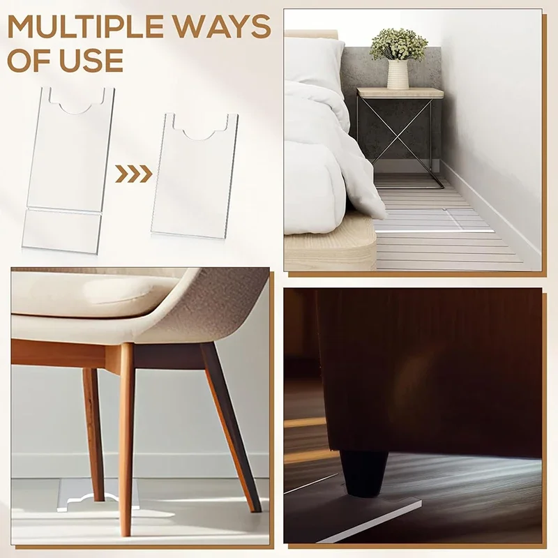 1/2PCS Clear Couch & Bed Stopper Universal Adjustable Wall Spacer For Furniture Prevents Sliding & Protects Walls Fire Safe