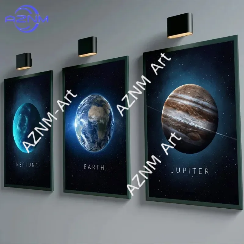 Sonne-Venus-Gemälde Nordische Poster für Wohnzimmer Saturn Mars Erde Pluto Planeten Wandkunst Leinwand und Drucke Wanddekoration