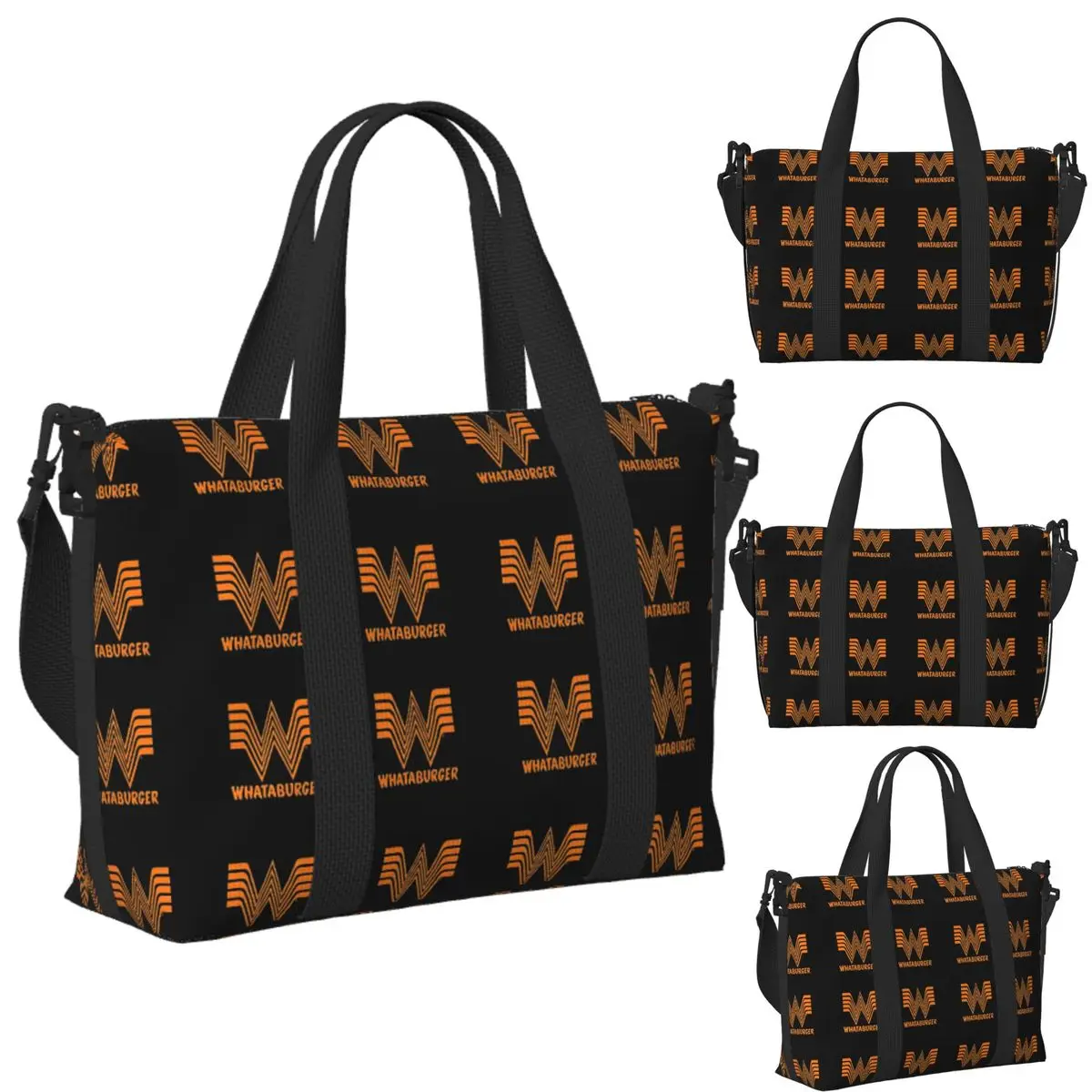 

Custom Whataburger 02 Beach Travel Bag Large Capacity Tote Bags for Gym Yoga Women Shopping Duffle Shoulder Bag