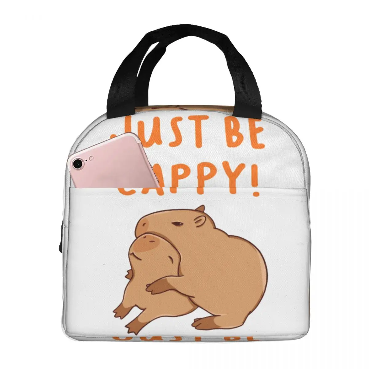 Just Be Cappy And Hug A Capybara Thermal Insulated Lunch Bags Women Resuable Lunch Tote for Outdoor Picnic Storage Food Box