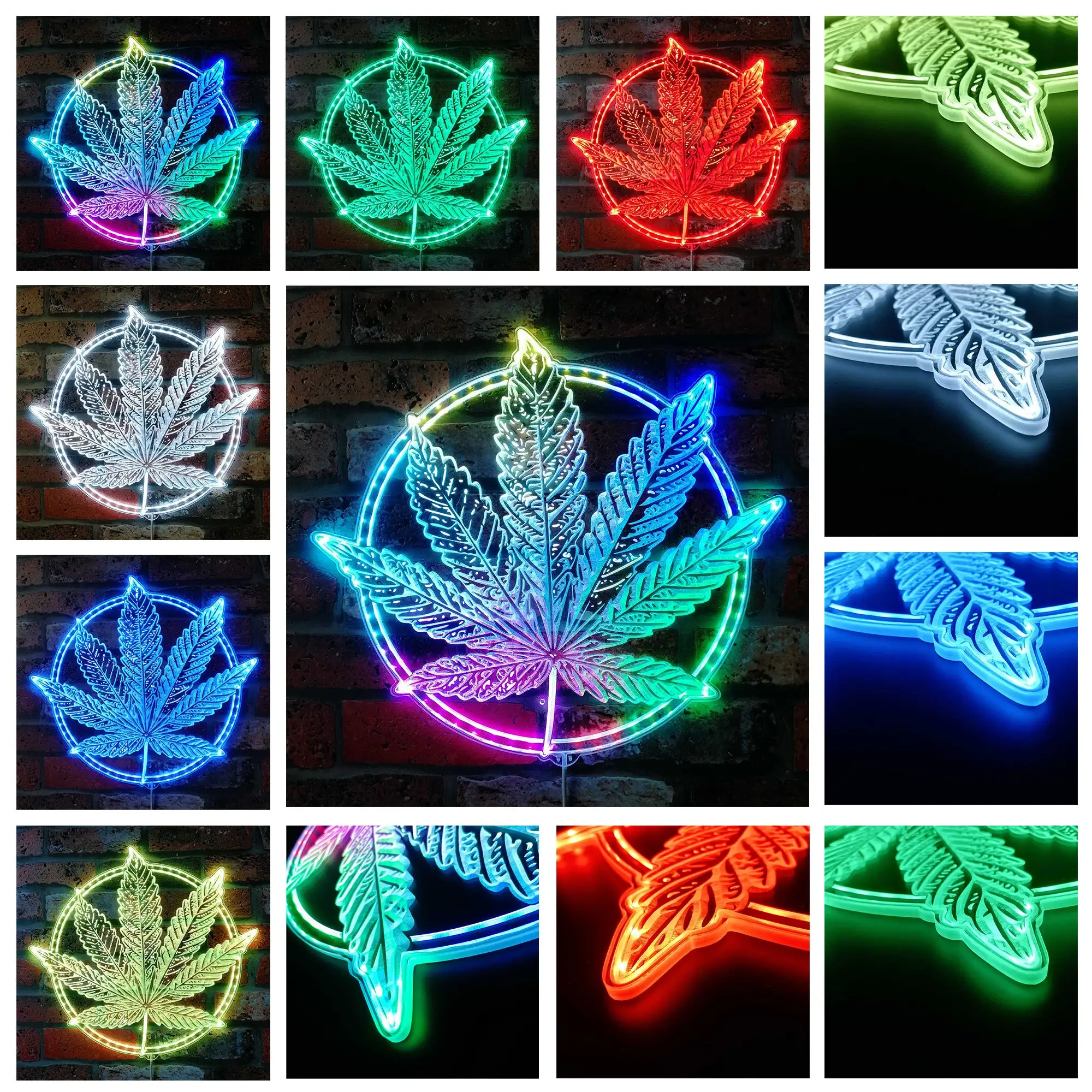 Marijuana Hemp Leaf High Life Glam Led Neon Sign st06-fnd-i0230-c