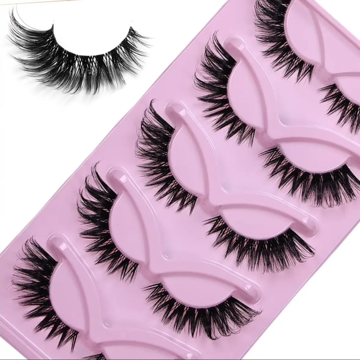 5 Pairs Cat Eye False Eyelashes Wispy Fluffy Extensions Fake Lashes for Instant Volume And Length