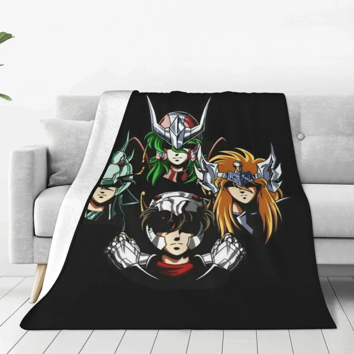 Knights Of The Zodiac Saint Seiya Anime Blankets Soft Warm Flannel Throw Blanket Plush for  Living room Picnic Travel Home Sofa