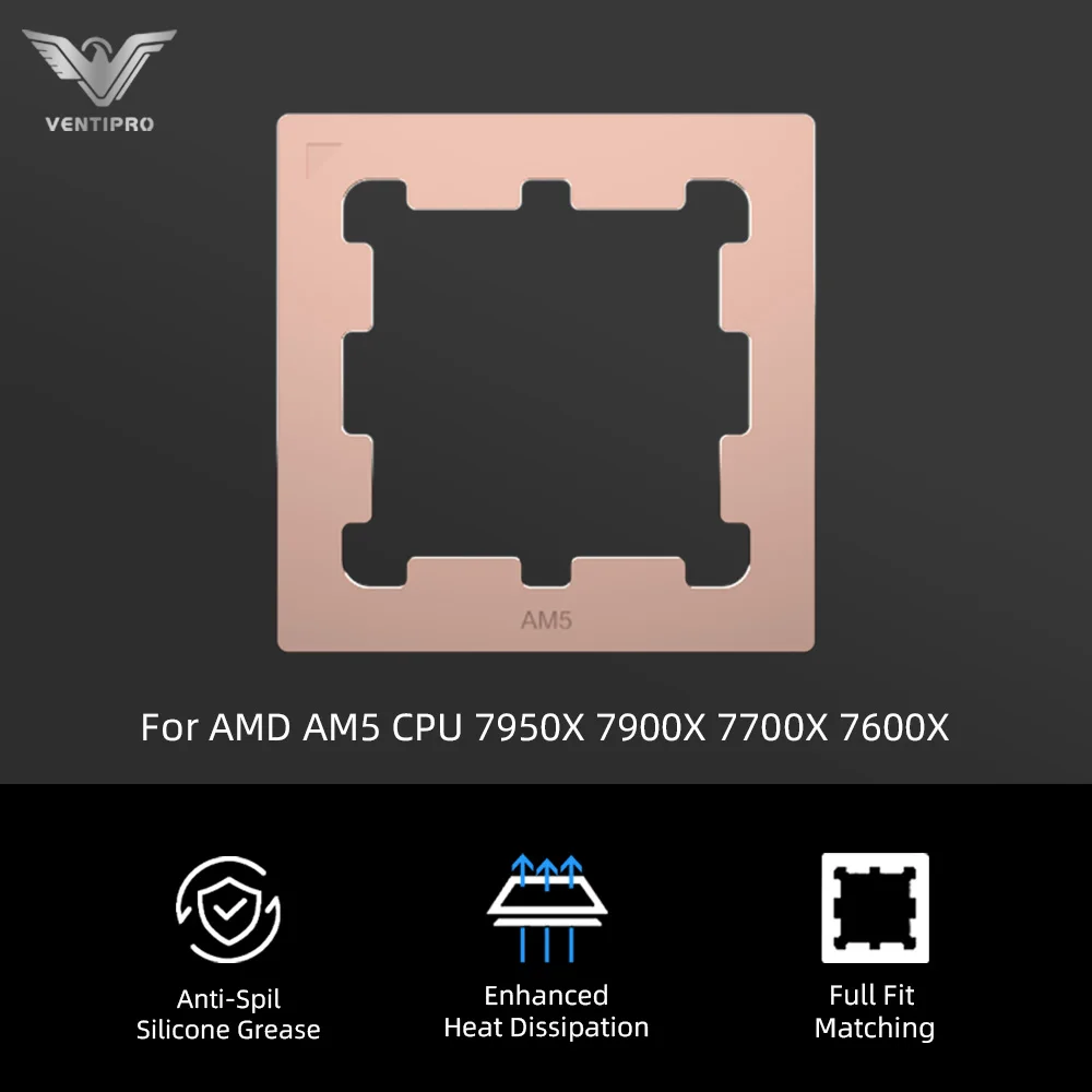 

Контактная рамка VENTIPRO AM5 для процессора, полностью медная, с полным охватом, для лучшего охлаждения, броня радиатора для AMD 7950X 7900X 7700X 7600X