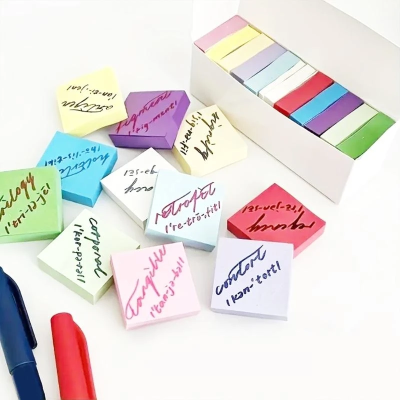 11 Pcs Aesthetic Stickier Note Memos Pad Easy to Write Simple Notepads Colorful Stickier Notes Coloured Index Tabs 896C