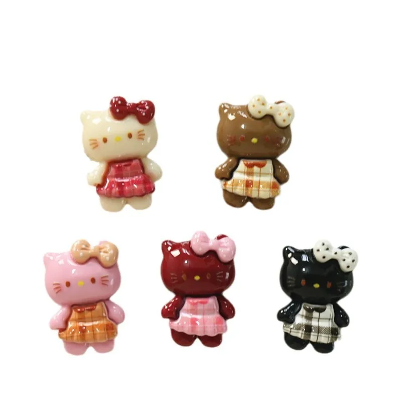 10Pcs New Mini Kawaii Warm colored cartoon kitten Series Flat Bottom Scrapbook  DIY Jewelry Making Hairwear Accessorie A21
