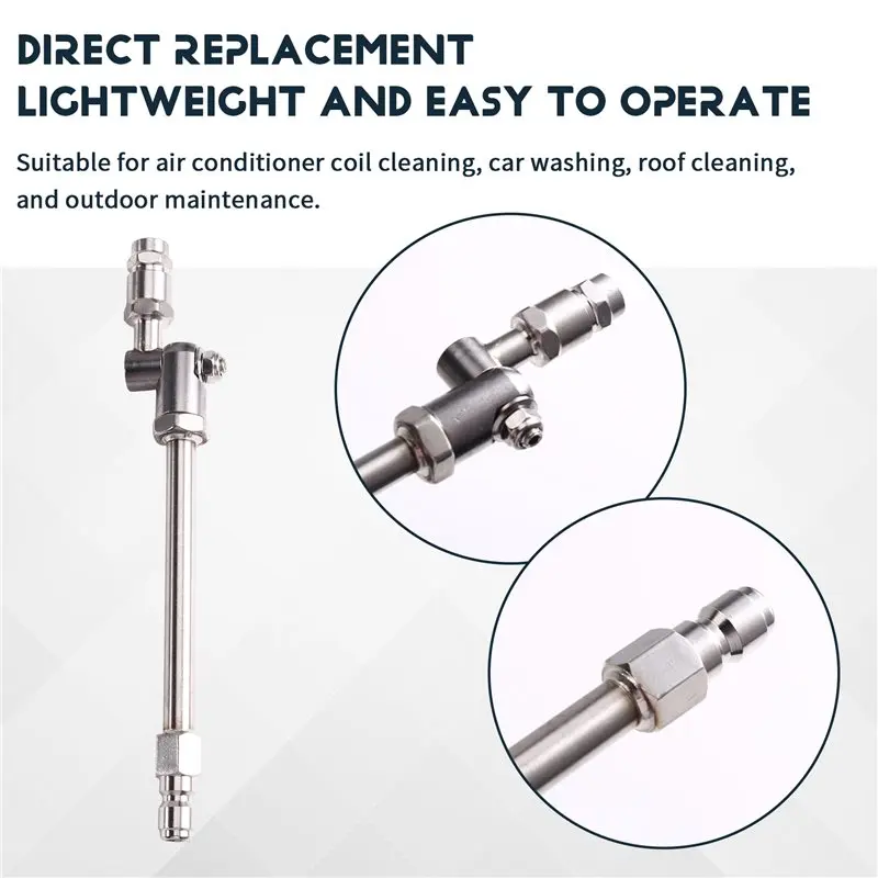 A93E-Adjustable Stainless Steel Pressure Washer Wand Extension Lance Angled Spray Nozzle For AC Cleaning Car Wash