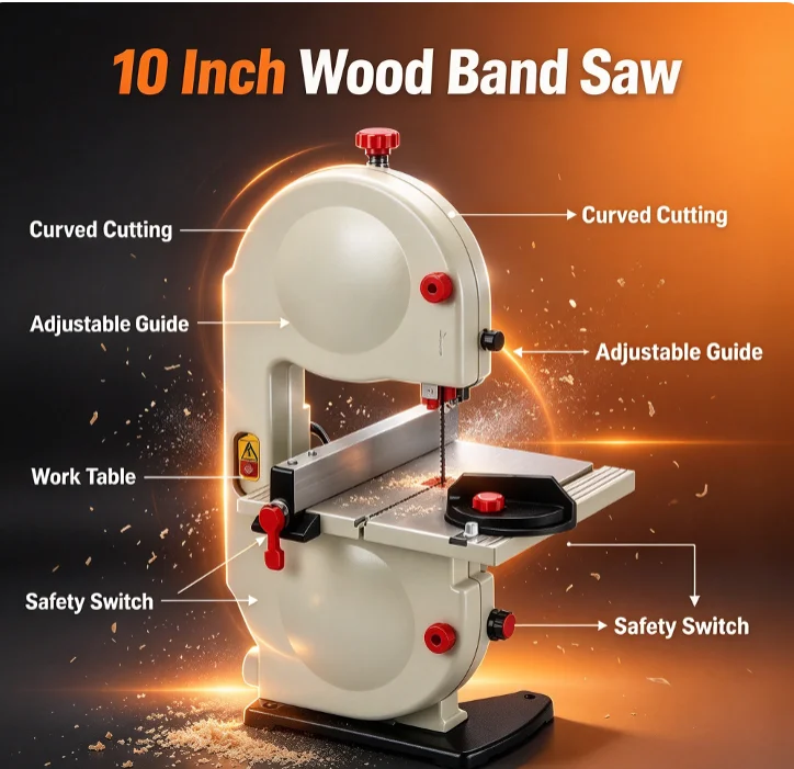 8 Inch Band Saw Woodworking Vertical Tabletop Jade Coral Bone Metal Curve Cutting Machine Beads Cutting Tool 220V 350W Electric