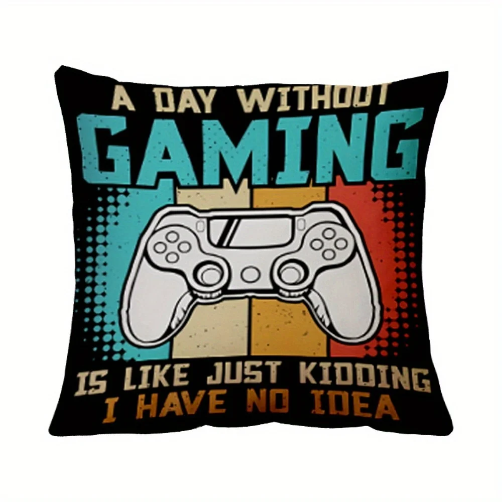 4pcs Game controller pattern Single-sided printing Short plush Suitable for living rooms bedrooms sofas (excluding pillow cores)